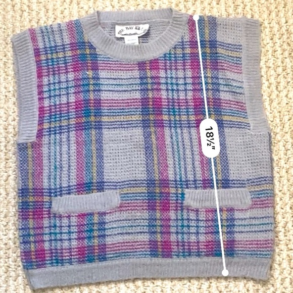 THE BAY CLUB | Vintage 90’s Plaid Knit Short Sleeve Pullover Sweater Large - Picture 15 of 16